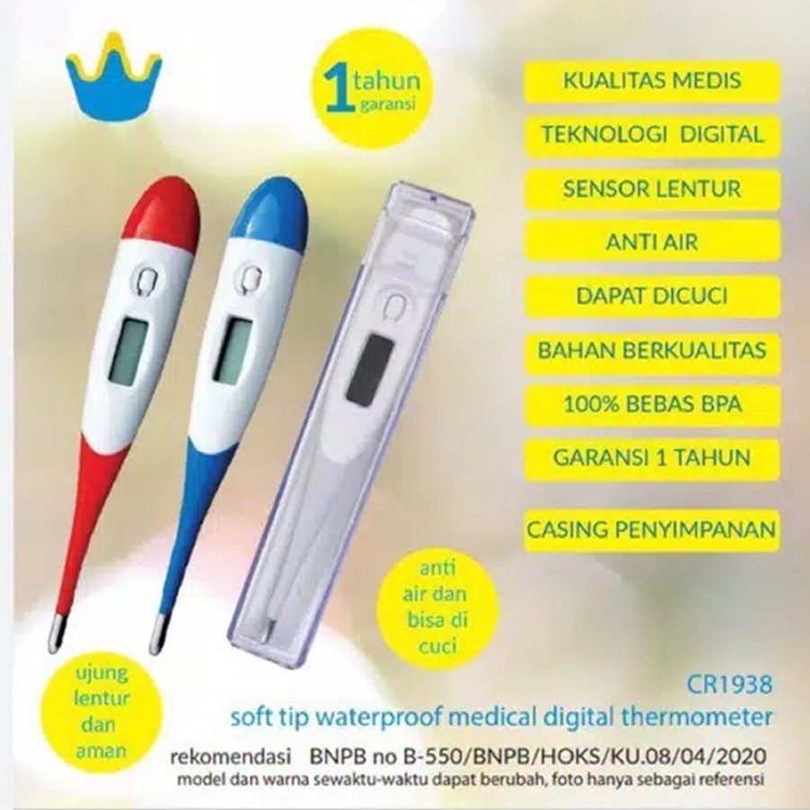 Crown Babycare Thermometer Digital CR1938 Termometer Bayi Digital Kualitas Medis Anti Air