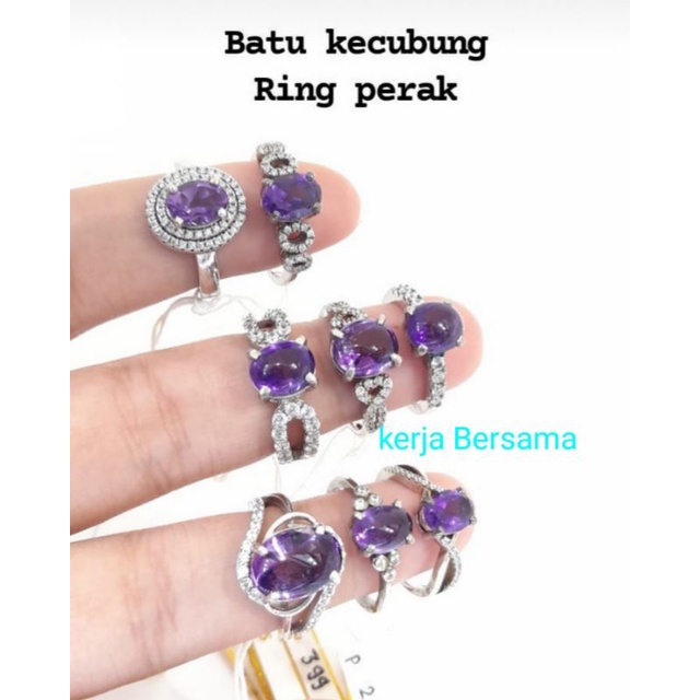 cincin batu kecubung ikat perak