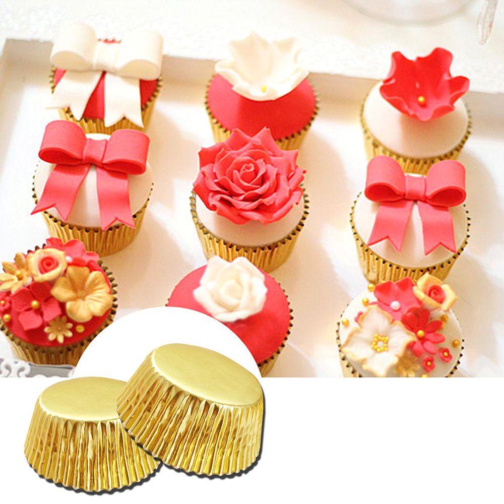 100pcs Kertas Pembungkus Cupcake Bahan Aluminum Foil Untuk Dekorasi Pesta