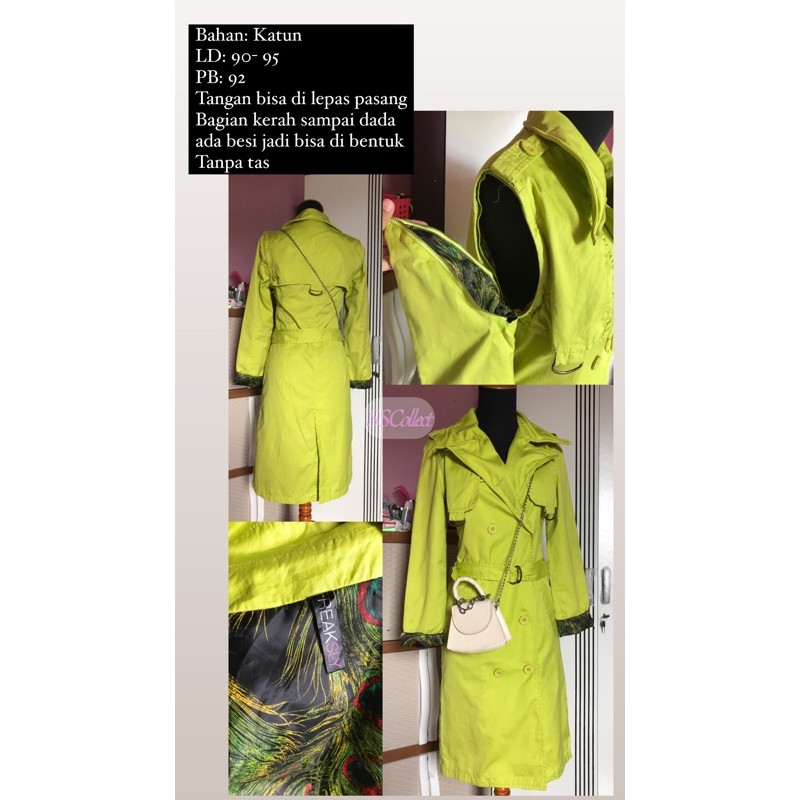 Preloved Long Coat Hijau/ Long Premium/ Coat Katun