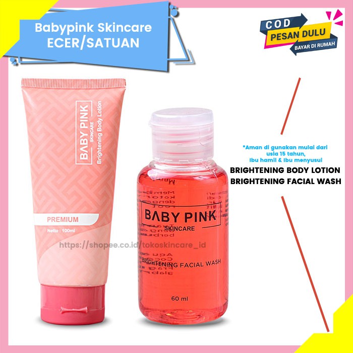 Babypink Skincare Brightening Body Lotion Mencerahkan Kulit Tubuh &amp; Facial Wash Ecer Original BPOM