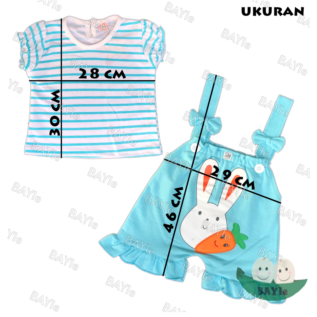 BAYIe - Setelan Baju Anak/Bayi Perempuan Cewek model Jumper/Romper/Hansop motif RABBIT LITTLE SNI umur 3-12 bulan