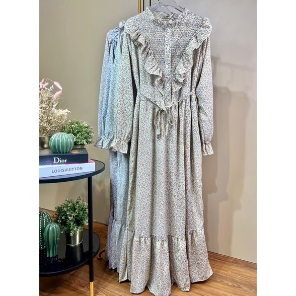 GAMIS VINTAGE BUNGA SMOKE BY DSK