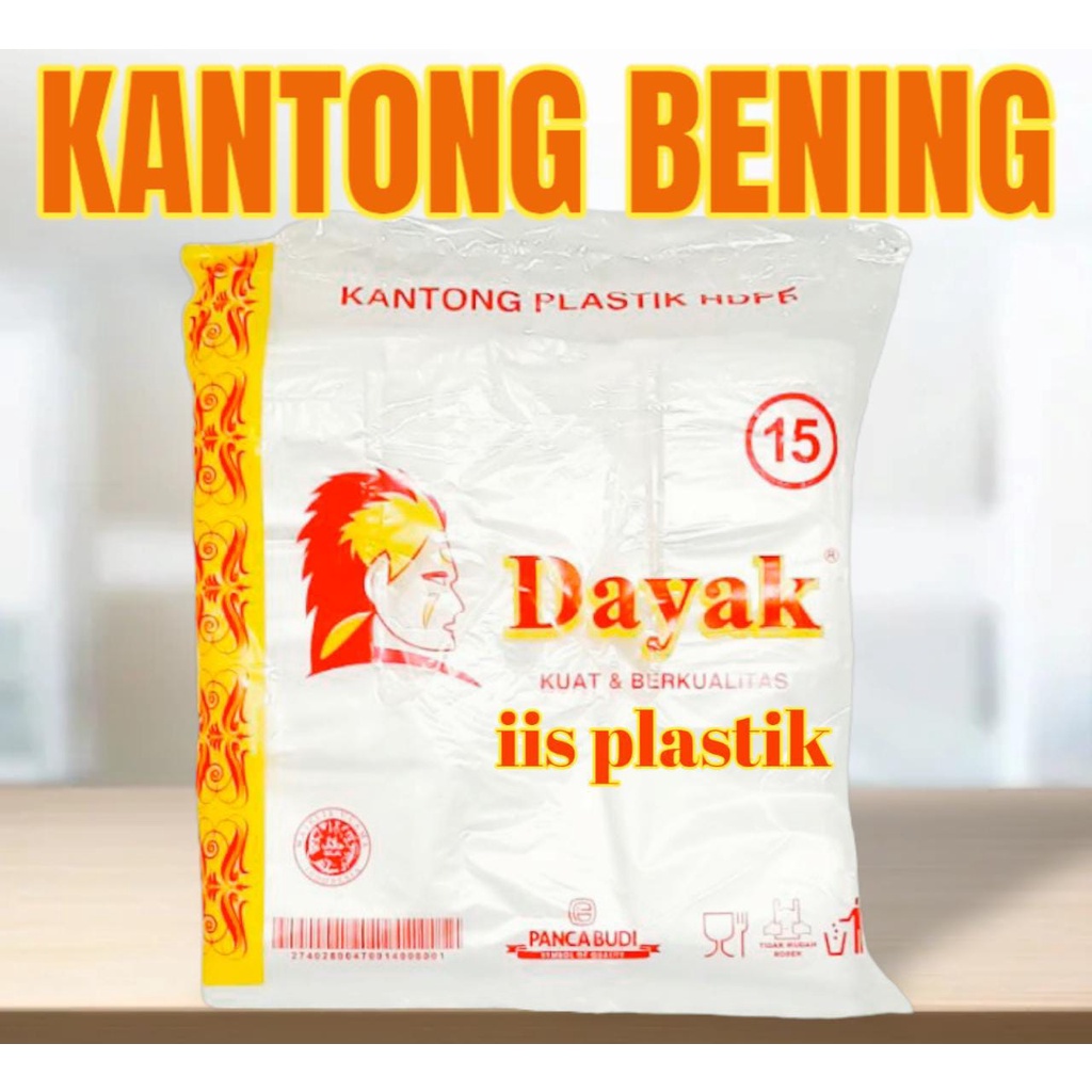 kantong plastik kresek hd putih bening/ trasparan DAYAK Uk 15 24 HDPE