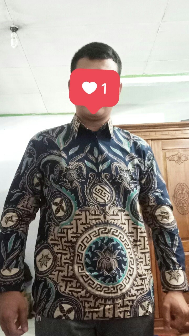 Kemeja Batik Pria Lengan Panjang Mahardika Navy Full Furing Baju Hem Atasan Premium Modern Katun