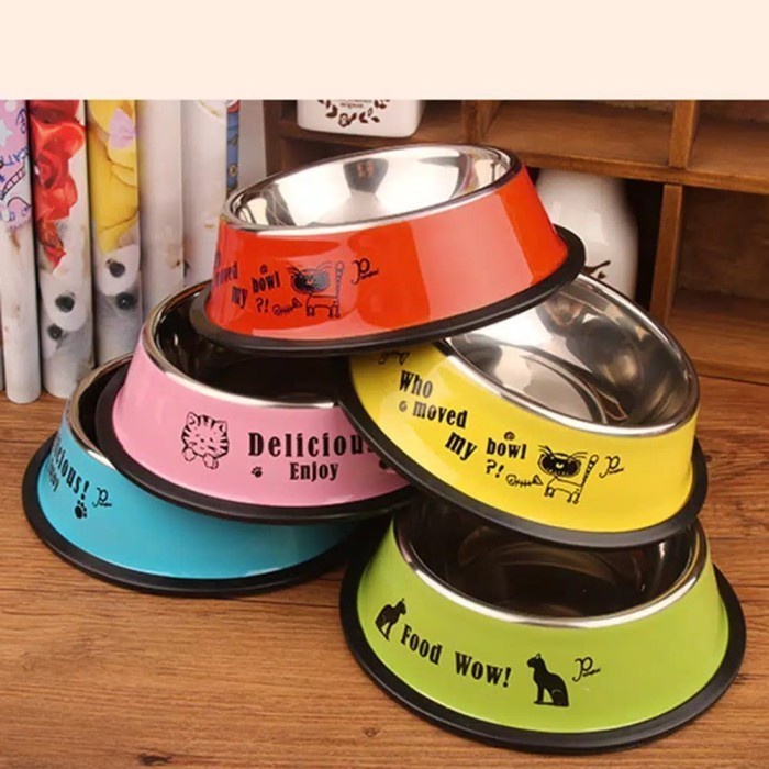 Tempat Makan Anjing Kucing &quot; STAINLESS STEEL WARNA XL&quot;