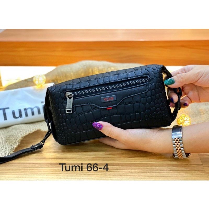 Clutch Tumi 66-4 leather Tas Tangan Card mirror pria/wanita