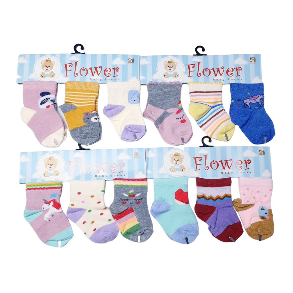 MOMS_ KAOS KAKI 3 IN 1 FLOWER  SNI  / Kaos Kaki Baby