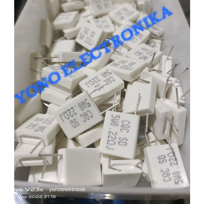 R Kapur 0.22-0.33/R kapur Gepeng/Resistor Kapur 0.22 033 5 watt Gepeng Kualitas Bagus