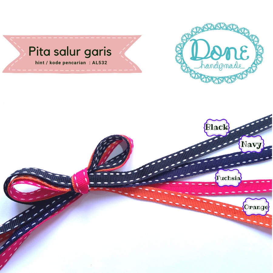 done handymade pita salur gross grain motif garis AL532