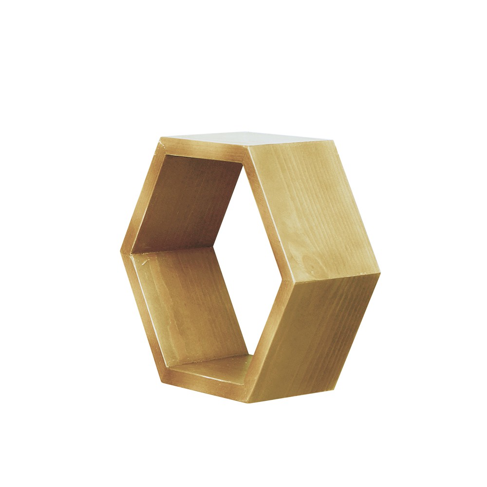 rak dinding hiasan hexagonal honeycomb segi enam jati belanda