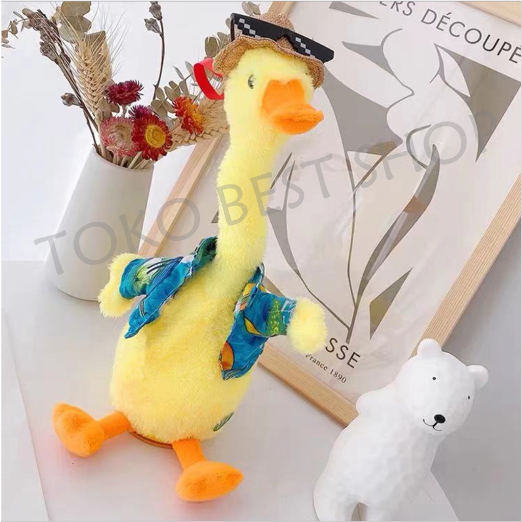 Dancing Duck Bebek/Mainan Bebek Duck Goyang Gerak Joget Joged Menari Bentuk Boneka Pintar Bisa Ngomo