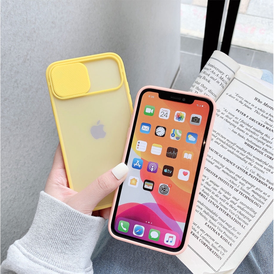 iPhone 11 12 Pro Max X XS XR 6 7 8 Plus SE 2020 Case Slide Camera Lens Protection Shockproof Phone Case Color Matte Transparent Cover