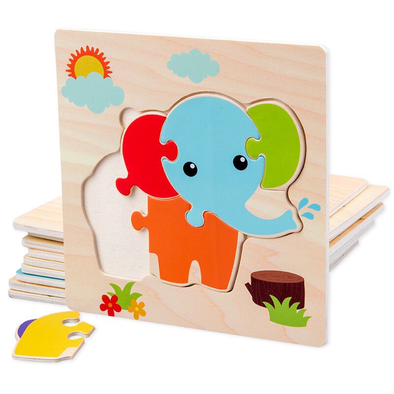 WE Puzzle Jigsaw 15CM Puzzle Jigsaw Kayu Karakter Hewan dan Kendaraan Lucu Puzzle Wooden