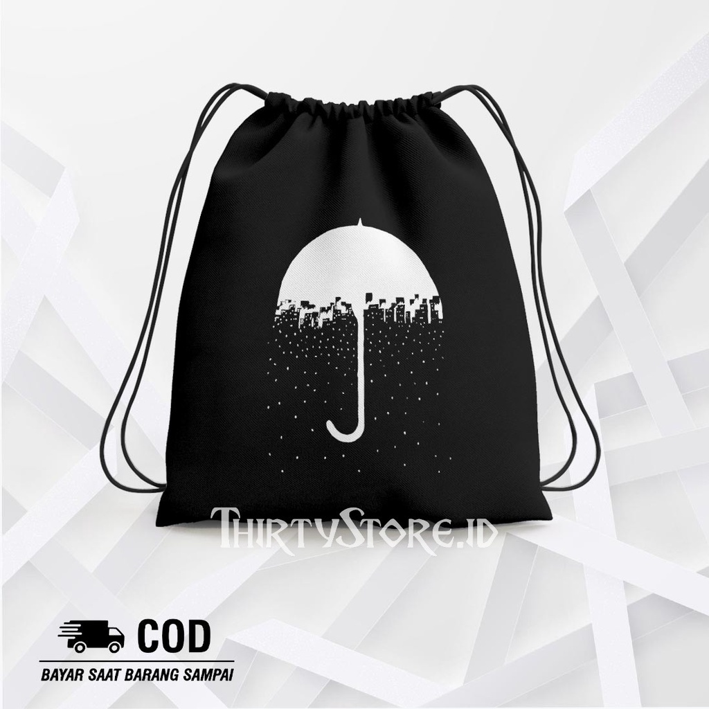 Tas Serut String Bag Umbrella City - Drawstring Bag Waterproof | Thirty Store.Id