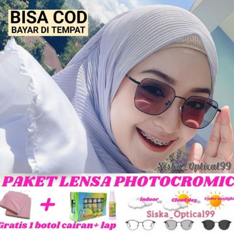 Frame Kacamata Besi Kotak Wanita | Kacamata Photocromic | Kacamata Minus Antiradiasi | Kacamata 2662