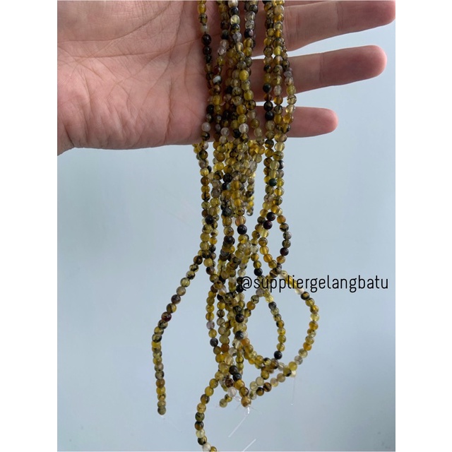 bahan kalung gelang yellow rhodolite 4mm rodolit kuning batu alam akik