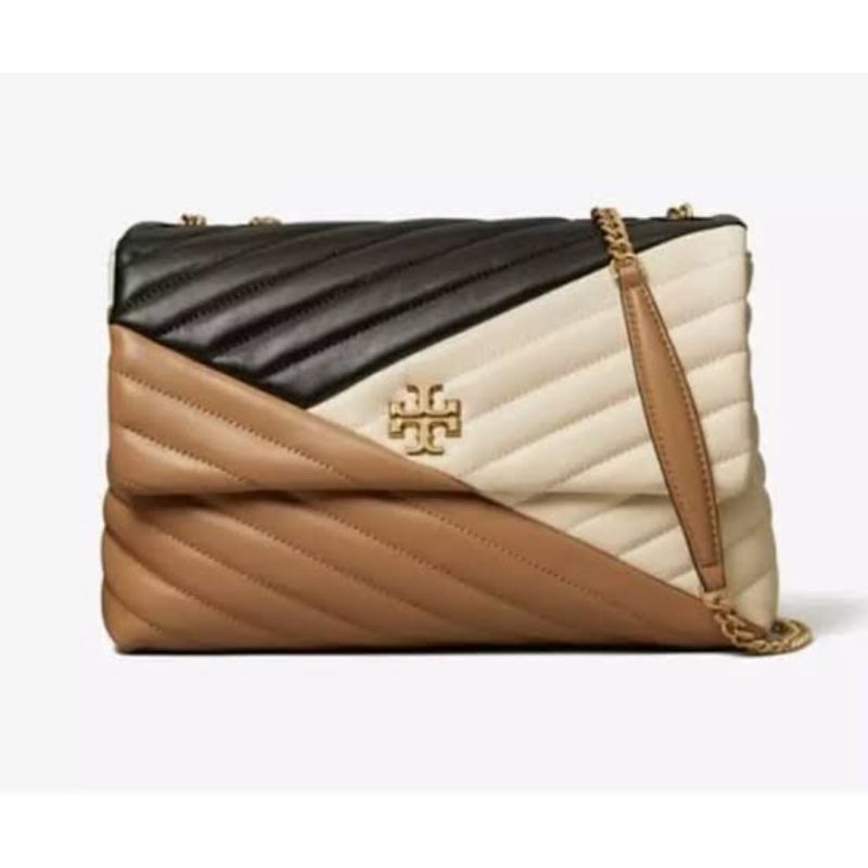 Tory Burch Kira Chevron Convertible Shoulder Bag Medium 27 Cm - Tiramisu