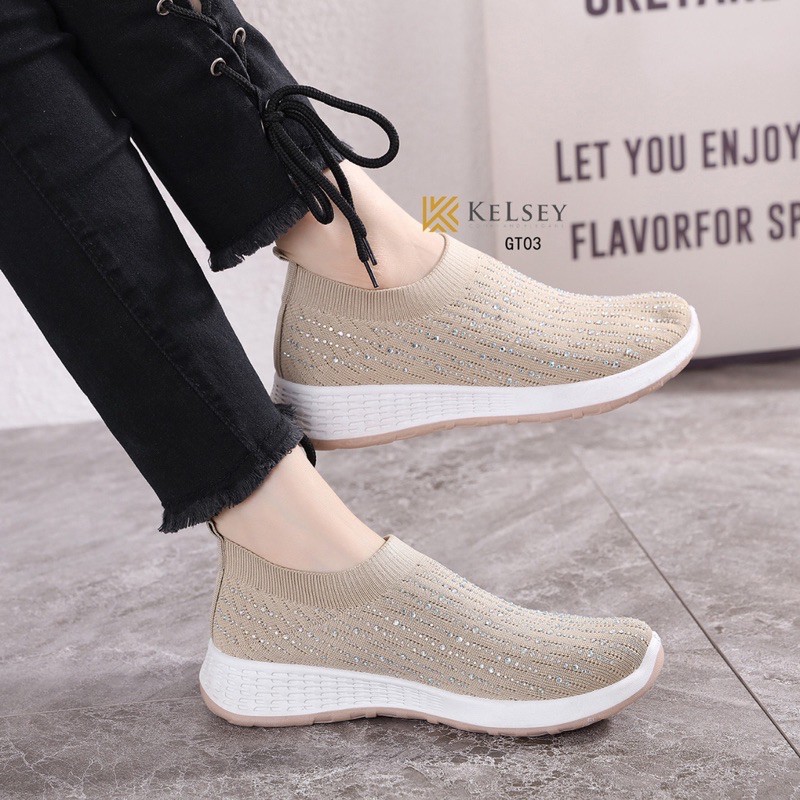 (GRATIS ALAS KAKI) RESTOCK!!  NICOLE SEPATU FLYKNIT SHOES FLAT WANITA KELSEY GT03 SEPATU WANITA IMPORT