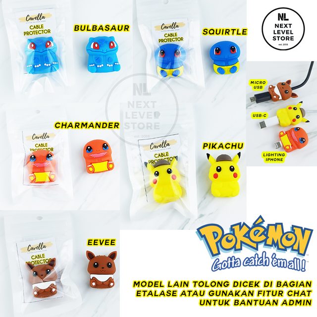 Bulbasaur Pokemon 2D Series Cable Bite Pelindung Kabel Protection