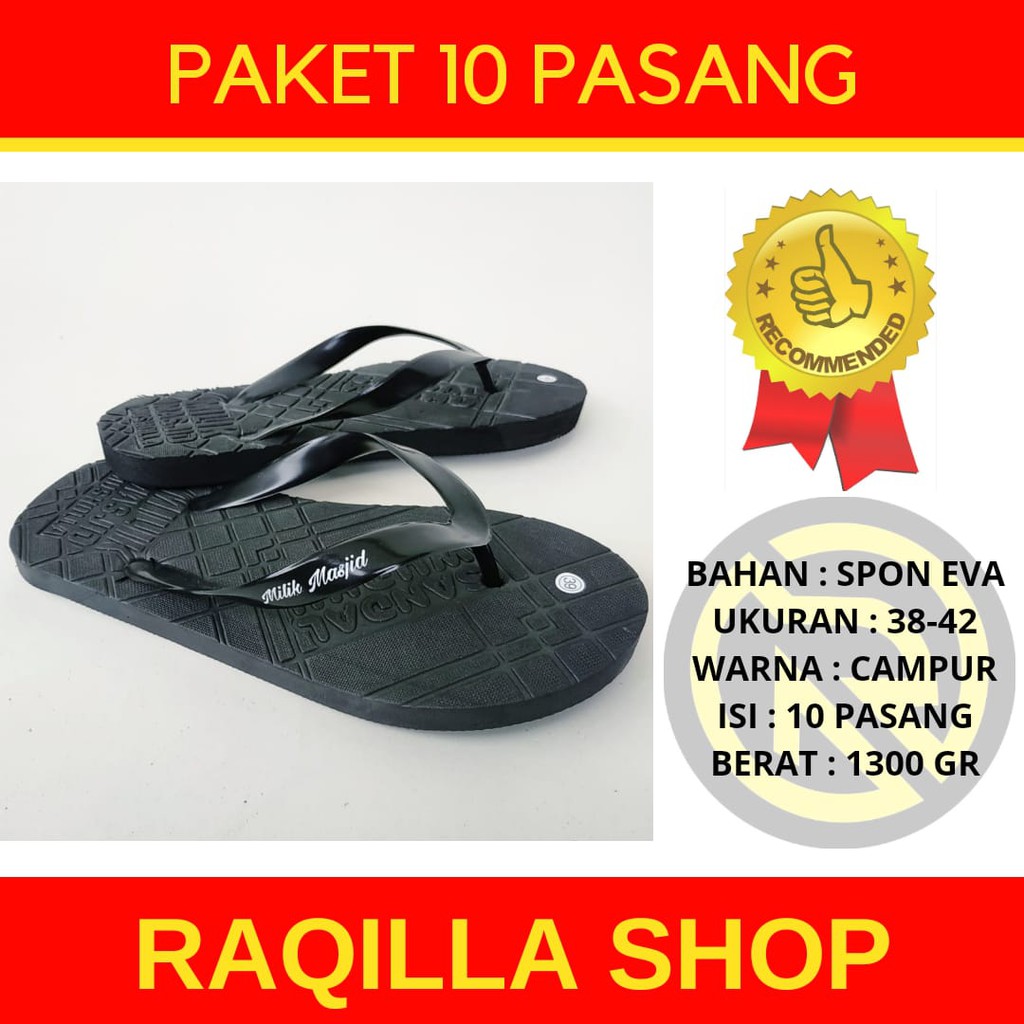 Sandal Wudhu Masjid Musholla | Sendal Infaq Wakaf Sedekah Mushola Musala Mesjid paket 10 pasang