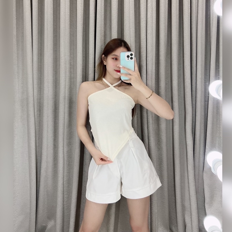 Tanktop X silang rib   | crop top cross | Crop top halter