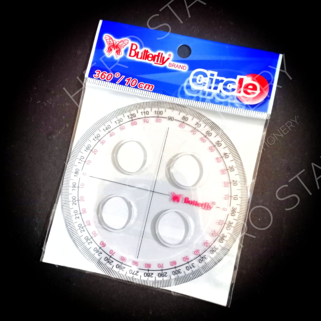 

Butterfly penggaris busur protractor 360 derajat 10 cm dengan 4 lubang