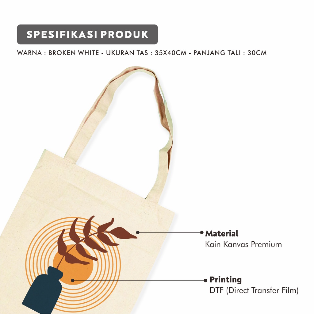 Sevine Tote Bag Kanvas Tas Fashion Totebag Wanita DTF Printing Nordic Aesthetic Series - KPA11