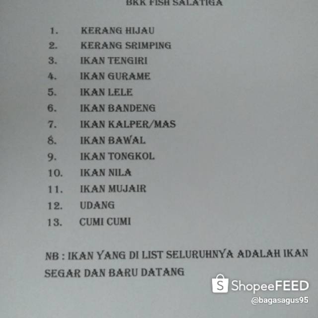 

BKK FISH SALATIGA