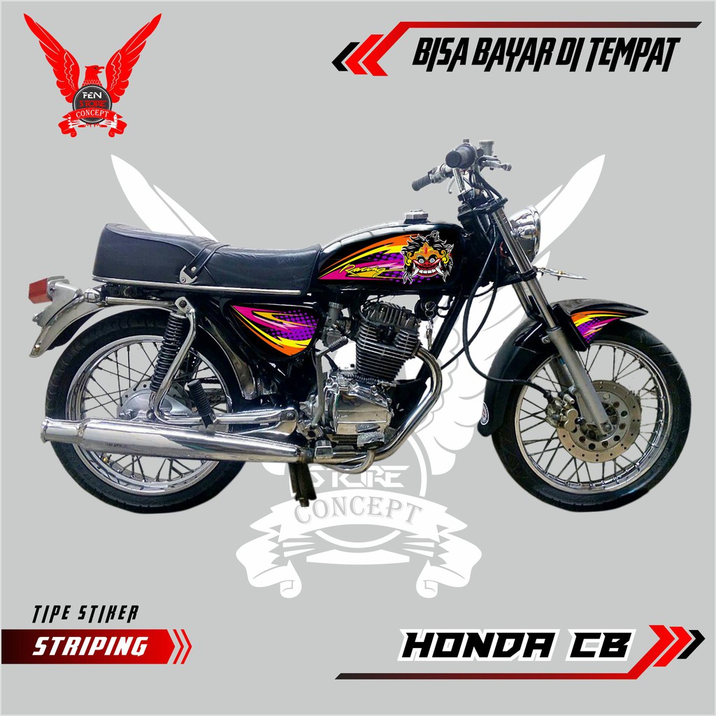 Striping Cb 100 Sticker aksesoris otomotif motor Cb Barong Racing concept