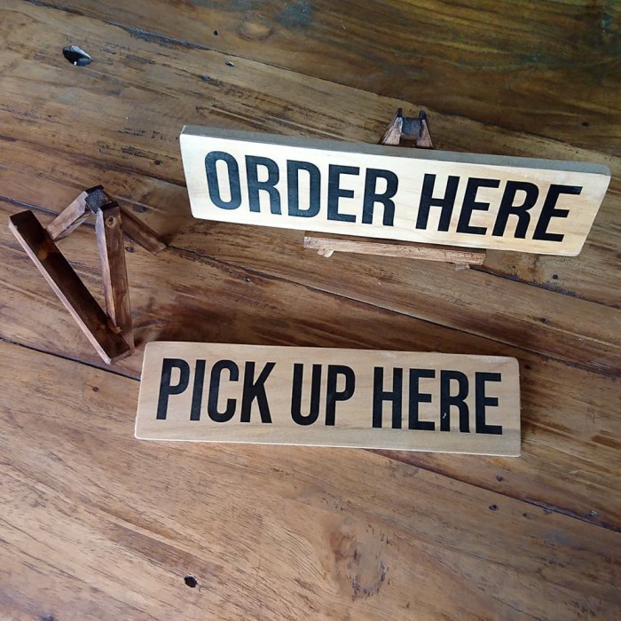 

READY Order here pick up here desk sign board dengan stand TERLARIS