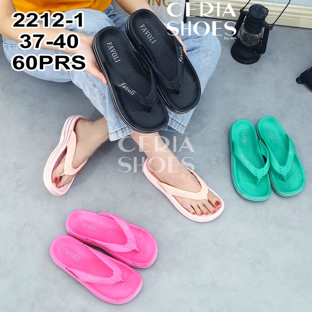 PVC Sandal Jepit Jelly Wanita Import Elastis Empuk Anti Slip Motif Polos Tebal FVL 2212