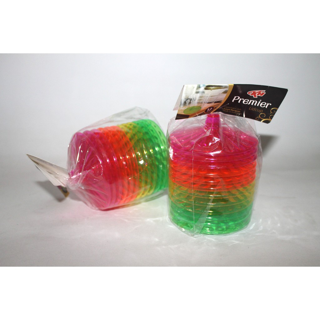 Tutup Gelas Bening Mika Isi 12 Pc / Tutup Gelas Bening Akrilik Warna Warni / Tutup Gelas Plastik Murah 03