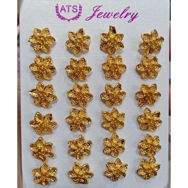 C-162.ANTING TUSUK WANITA XUPING BERLAPIS EMAS MOTIF BUNGA.
