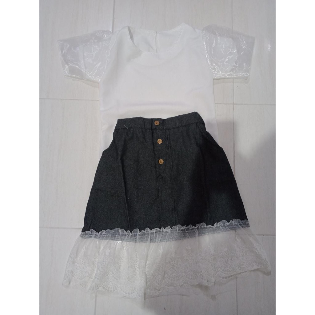 QUEEN FASHION SETELAN KIDS PRS 584 / COMBI LACE / BLACK / GOOD QUALITY