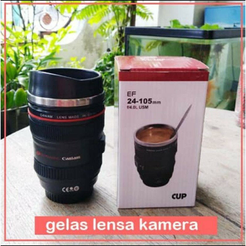 Gelas Minum Bentuk Lensa Camera DSLR Unik / Gelas Kopi Unik Lensa Camera