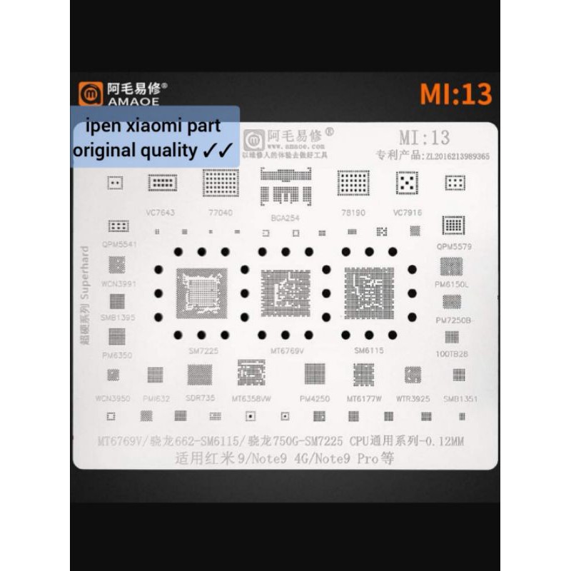 Plat Amaoe Cetakan Sdm7225 MT6769V Mi13 Original BGA IC PM4250 TFPStore
