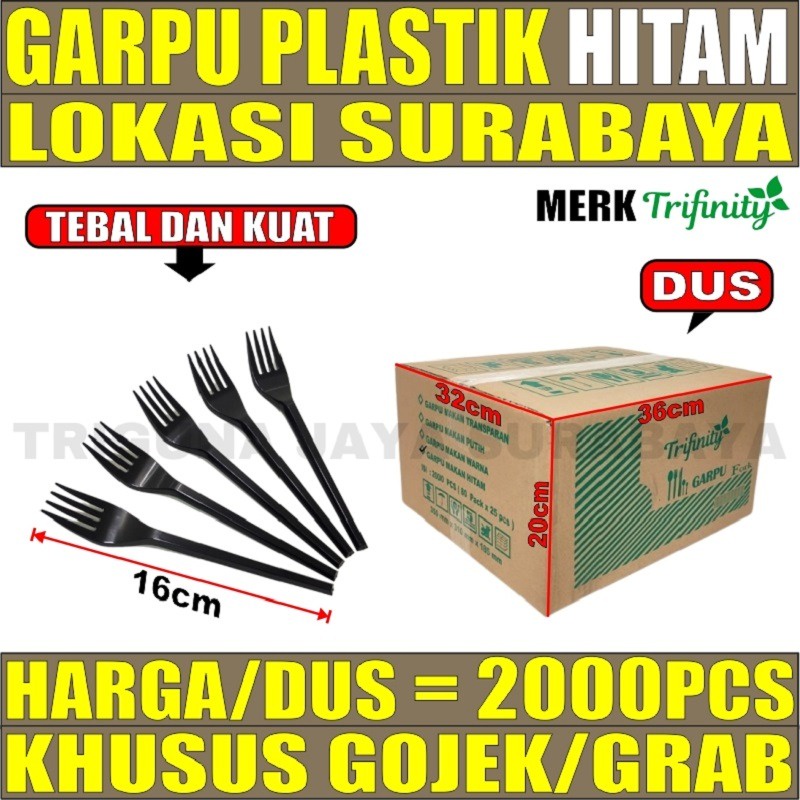 Garpu Makan Hitam Kilat Per Dus Plastik Panjang Murah Trifinity Surabaya