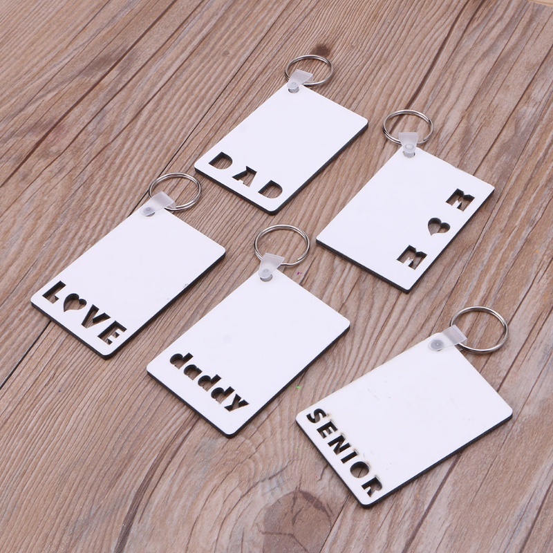 SIY  Sublimation Blank Keychain Heat Transfer Keychain Printed MDF DIY Blank Keychain with Key Rings for Present Making