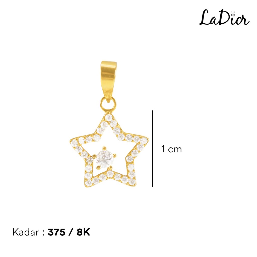LADIOR - Liontin Emas Asli kadar 375 Model Bintang - 006 - 8K - Yellow Gold