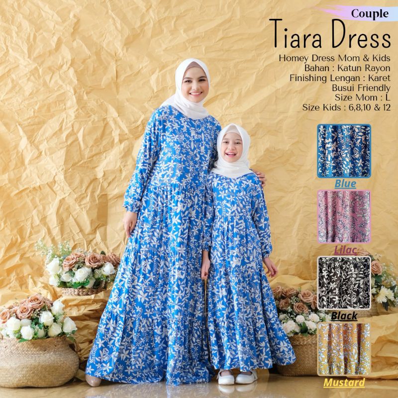 New-Gamis Couple Ibu &amp; Anak - Homey Dress Tiara Motif Flower -Bahan Katun Rayon Premium-Termurah!!