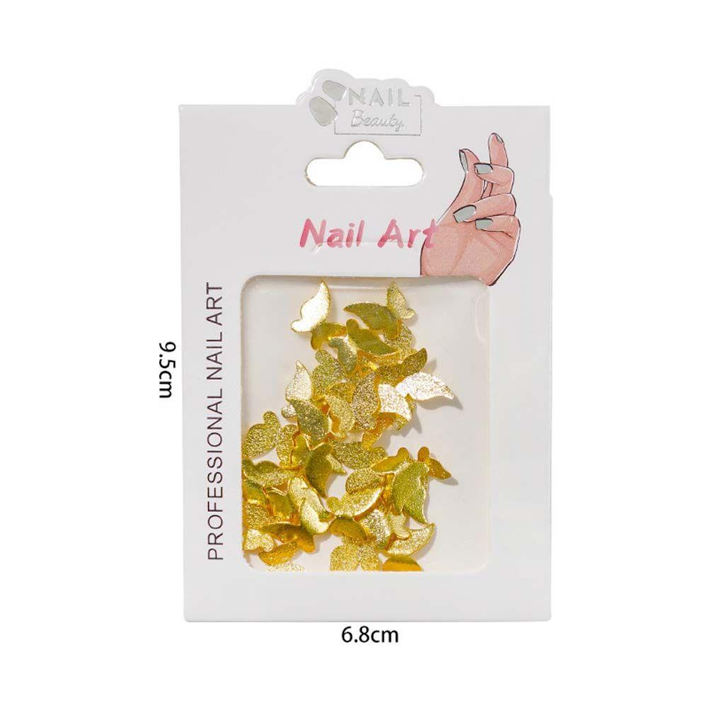 AUGUSTINA Agustina Butterfly Nail Art Dekorasi Wanita Jepang Warna Emas Perak Hiasan Kuku Frosted 3D Nail Jewelry