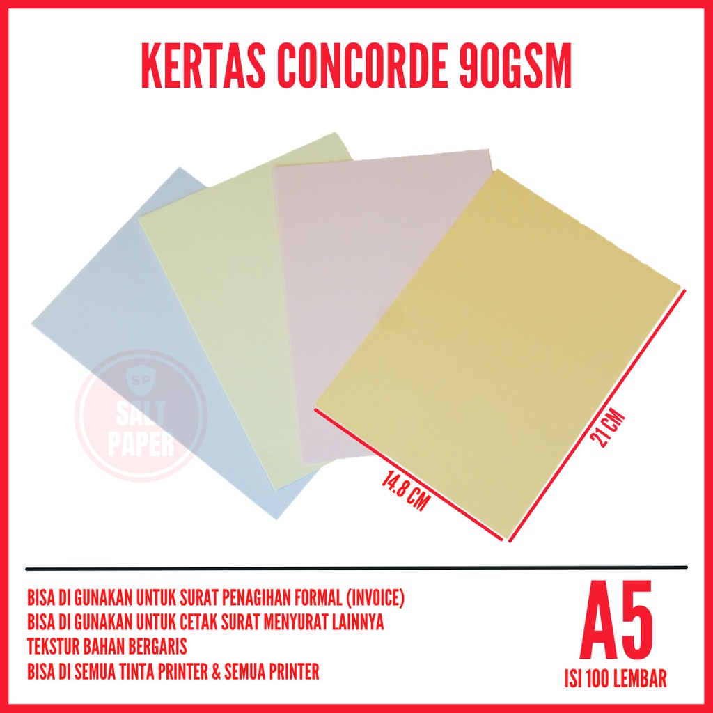 

Kertas Concorde A5 90gr isi 100 lembar / Concorde A5 / Kertas A5 Concorde