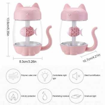 Humidifier 3 in 1 Air Humidifier Aromatherapy Kitty 350ml Fan LED