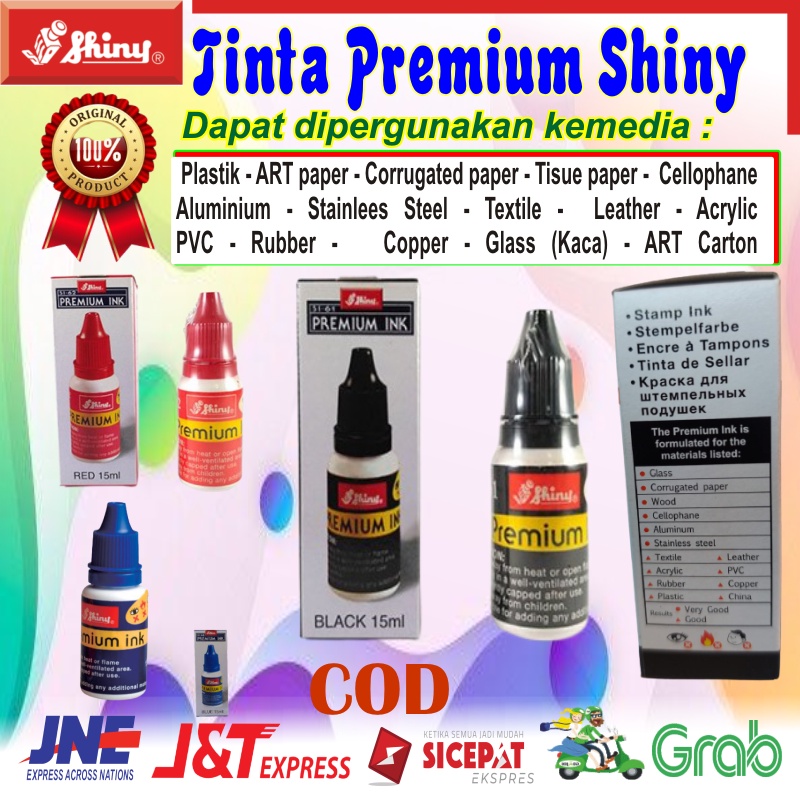 TINTA PREMIUM PLASTIK ALUMINIUM STAINLEES STEEL BESI TEXTILE ACCRYLIK PVC KACA PAPER GLOSSY PAPER DO