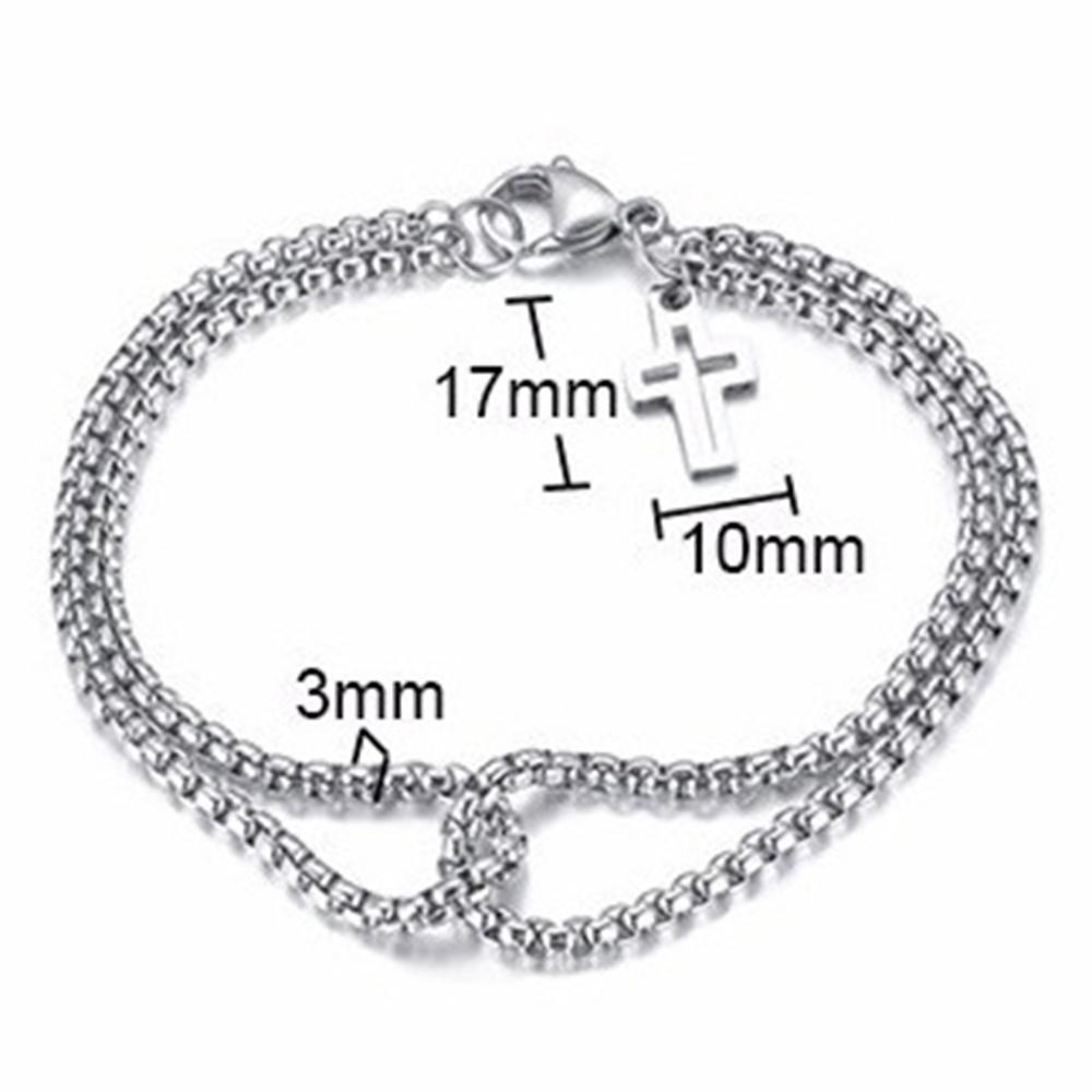 Needway Gelang Stainless Steel Kepribadian Keren Punk Berongga Dengan Pesona Salib Hip hop Rolo Rantai