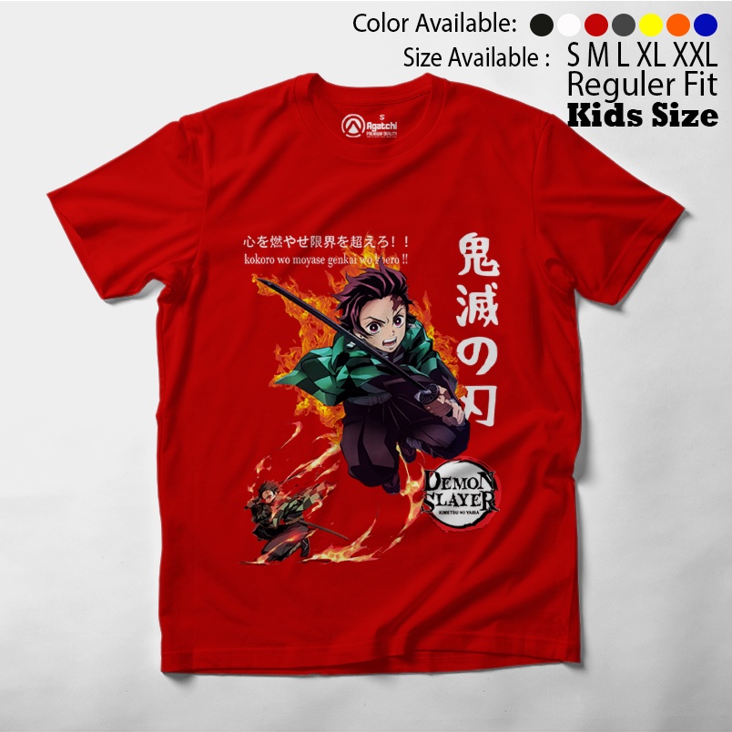 Tanjiro Kamado On FIre - Demon Slayer Kimetsu No Yaiba - Anime / Baju Anak / Kaos Atasan Anak / Kaos Distro Anak / Kids T Shirt