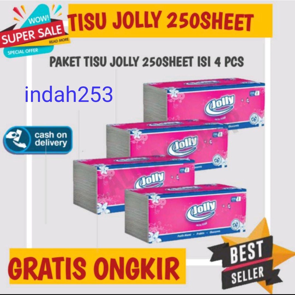 grosir tissu jolly 250 sheet 1 pack isi 4 pcs