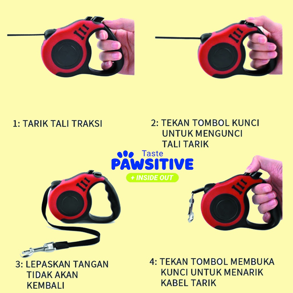 Tali Tuntun Hewan Retractable Dog Leash Anjing 3 Fleksibel dan Otomatis Murah Tali Anjing kucing