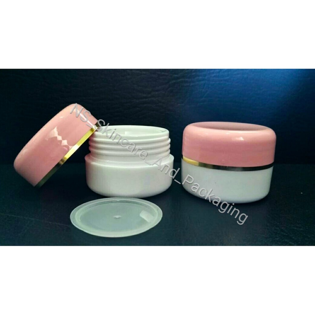 Pot cream 12,5 gr pink muda - putih list gold / pot cream pink-putih list gold 12,5gr / Pot cream Termurah